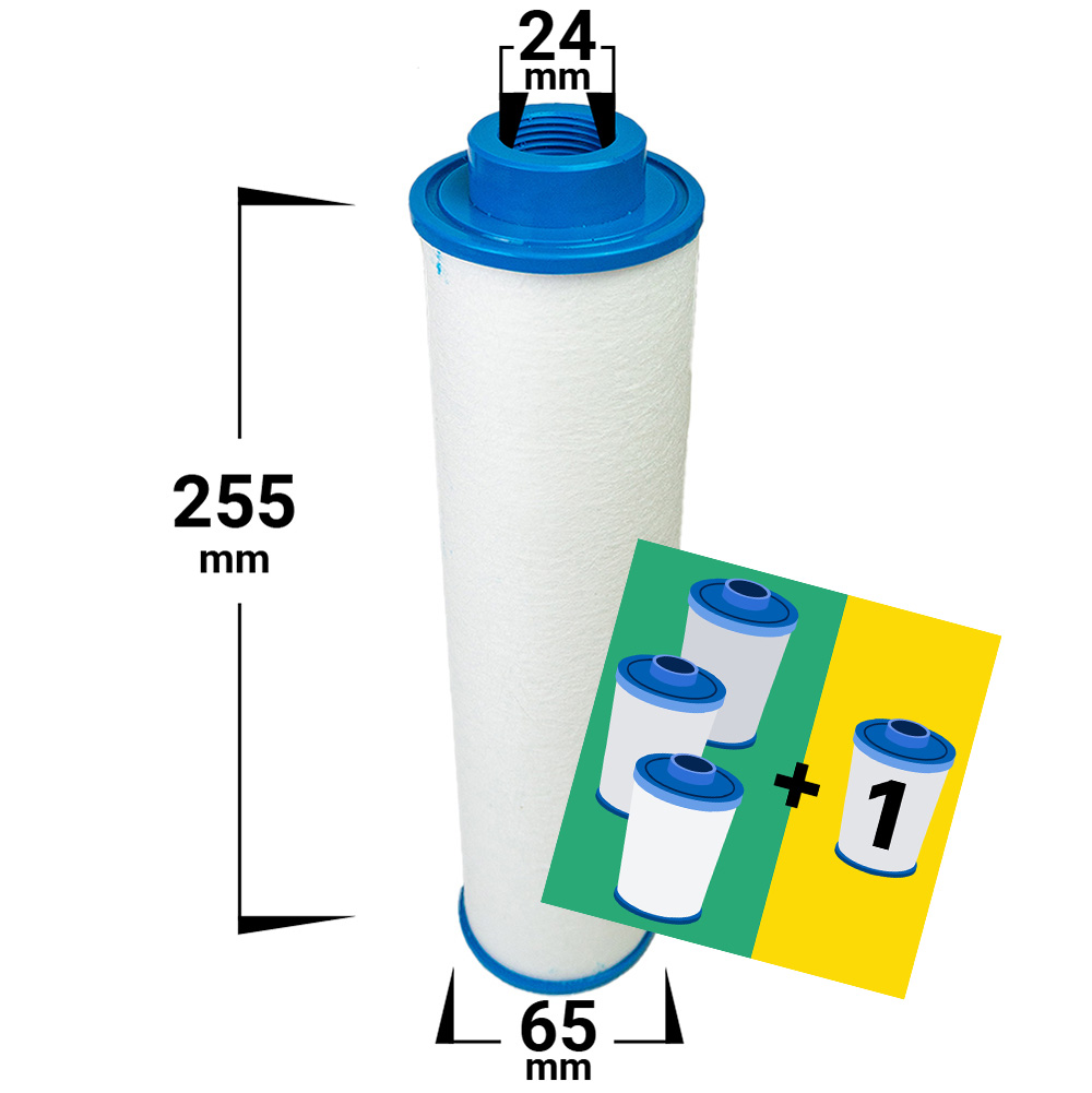 4-pack spa filter pre-filter/refill filter, removes particles down to 1-5 microns